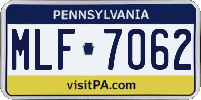 PA license plate MLF7062