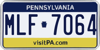 PA license plate MLF7064