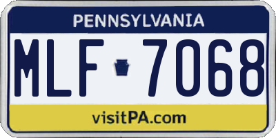 PA license plate MLF7068