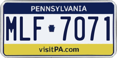 PA license plate MLF7071