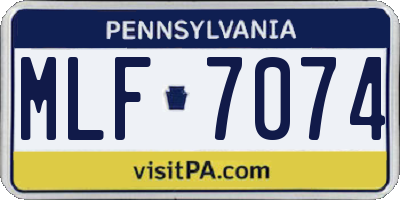 PA license plate MLF7074