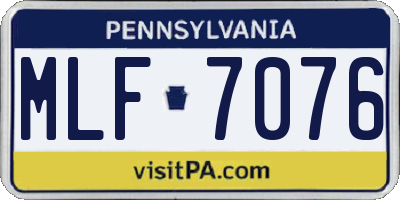 PA license plate MLF7076