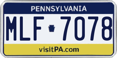 PA license plate MLF7078