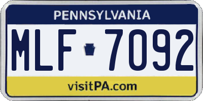 PA license plate MLF7092