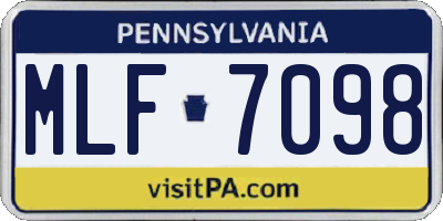 PA license plate MLF7098