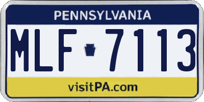 PA license plate MLF7113