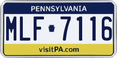 PA license plate MLF7116