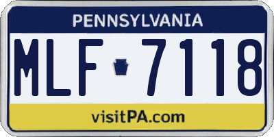 PA license plate MLF7118