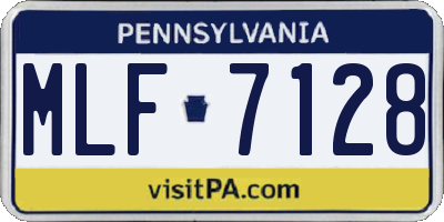 PA license plate MLF7128
