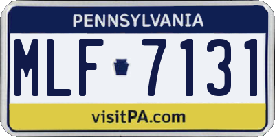 PA license plate MLF7131