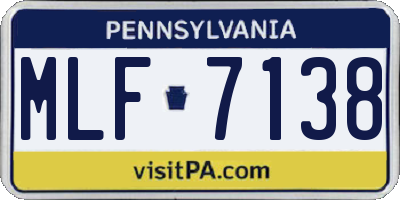 PA license plate MLF7138