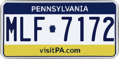 PA license plate MLF7172