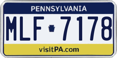 PA license plate MLF7178