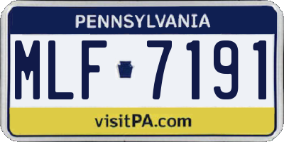 PA license plate MLF7191
