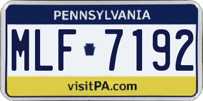 PA license plate MLF7192