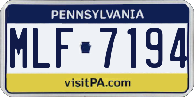 PA license plate MLF7194