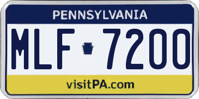 PA license plate MLF7200