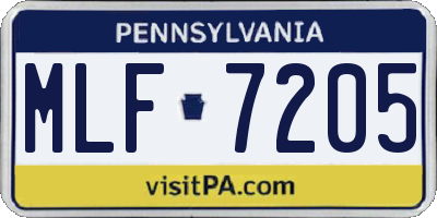 PA license plate MLF7205