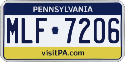 PA license plate MLF7206