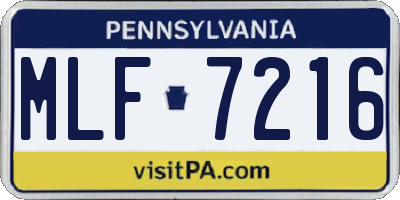 PA license plate MLF7216
