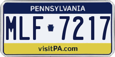 PA license plate MLF7217