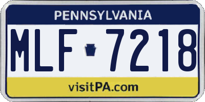 PA license plate MLF7218
