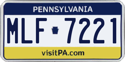 PA license plate MLF7221