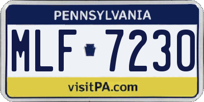 PA license plate MLF7230