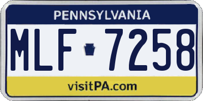 PA license plate MLF7258