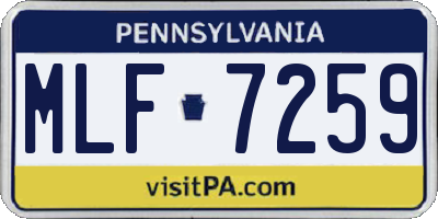 PA license plate MLF7259
