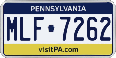 PA license plate MLF7262