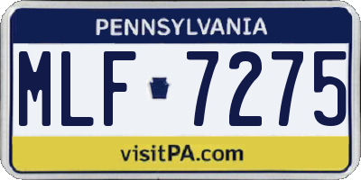 PA license plate MLF7275