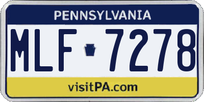 PA license plate MLF7278
