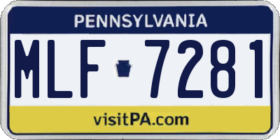 PA license plate MLF7281