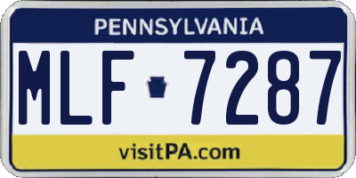 PA license plate MLF7287