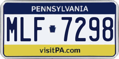 PA license plate MLF7298