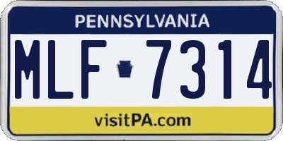 PA license plate MLF7314