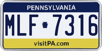 PA license plate MLF7316
