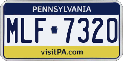 PA license plate MLF7320