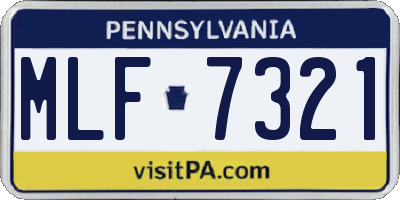 PA license plate MLF7321