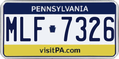 PA license plate MLF7326