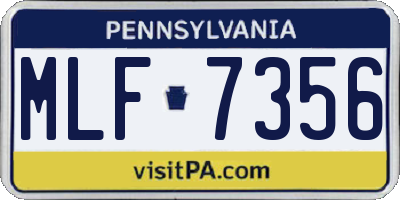 PA license plate MLF7356