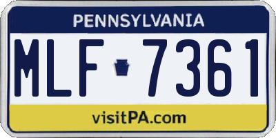 PA license plate MLF7361