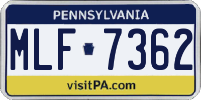 PA license plate MLF7362