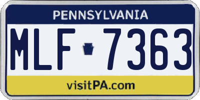 PA license plate MLF7363