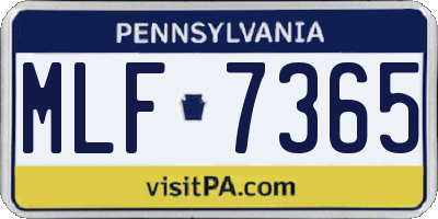 PA license plate MLF7365
