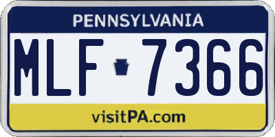 PA license plate MLF7366