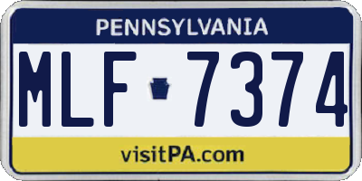PA license plate MLF7374