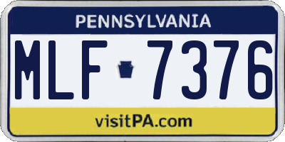 PA license plate MLF7376