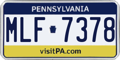 PA license plate MLF7378